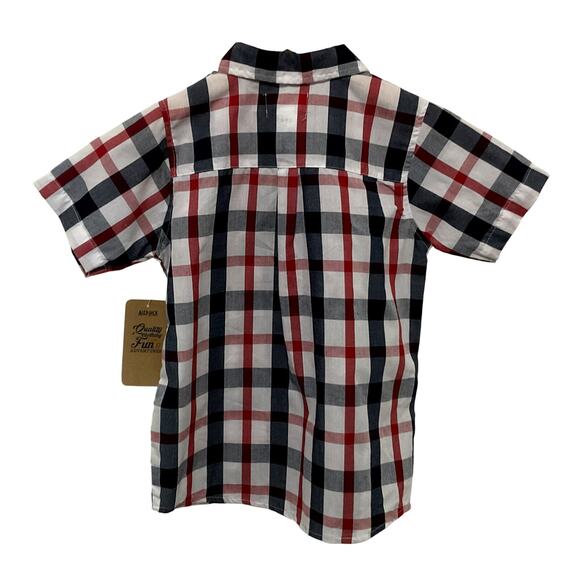 Alex & Jack Boys Size 7 Plaid Button-Up Shirt Red Blue Short Sleeve - Picture 2 of 6